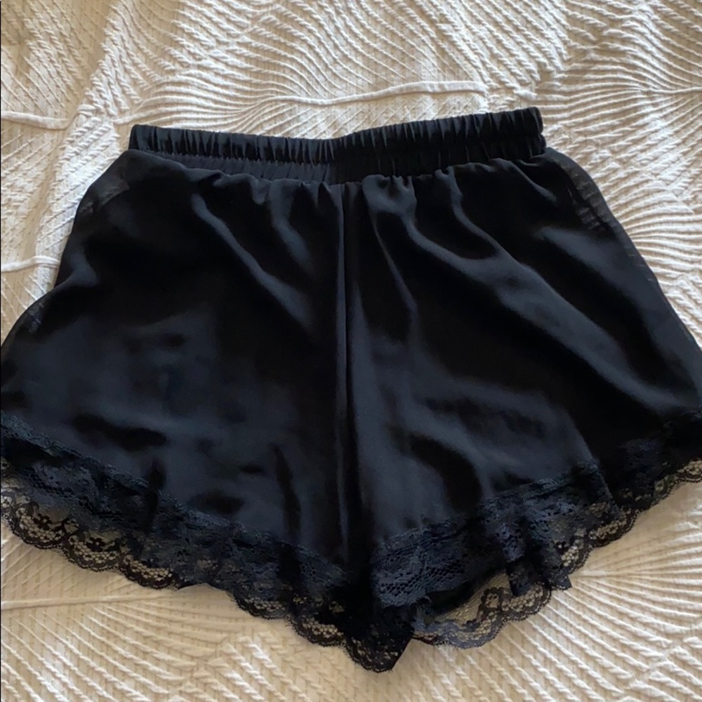 Black lace trim shorts